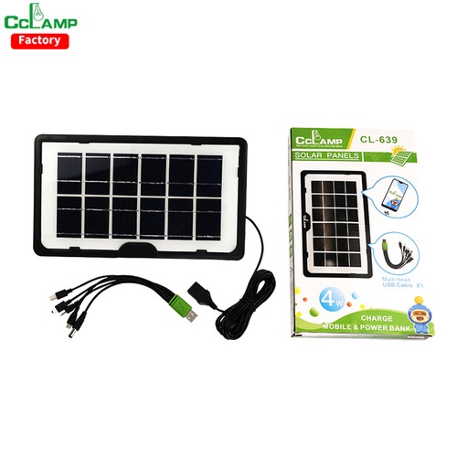[CL-638WP] CCLAMP-kit de mini paneles solares portátiles, con cables de panel solar, salida de CC y cargador solar USB 5 en 1